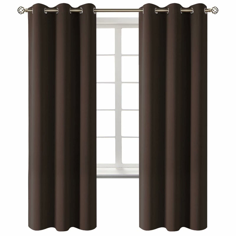 BGment Blackout Curtains for Living Room - Grommet Thermal Insulated Room Darkening Curtains for Bedroom, 2 Panels of 42 x 72 Inch, Brown - Image 1